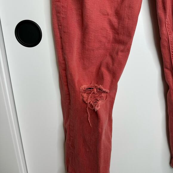 Anthropologie Pilcro Letterpress High Rise Slim Pink Distressed Jeans Size 32 - Picture 3 of 7